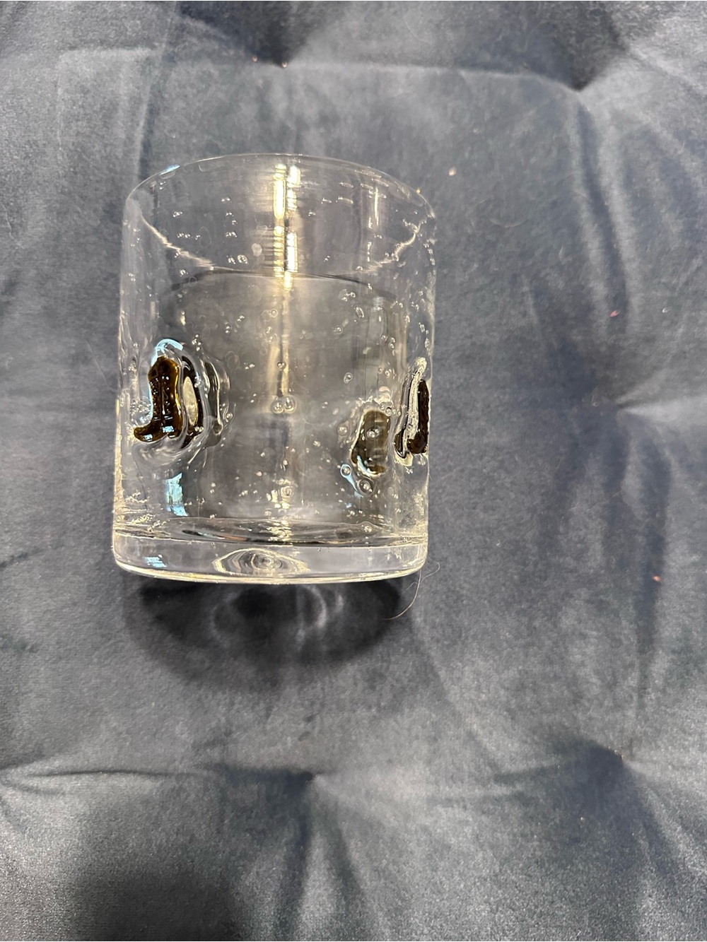 Clear Hand-Blown Glass Tumbler with Applied Accents